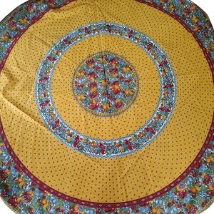 French Provincial Yellow Fruit Border 69" Round Tablecloth